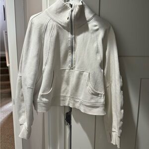 Scuba Oversized Funnel-Neck Half Zip in Bone